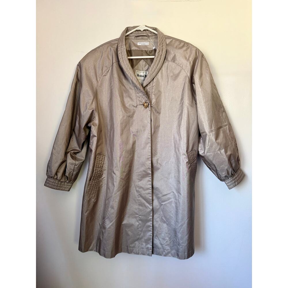 Vintage 80’s British Mist Light Silver gray Mod Spring Windbreaker Coat 14 Large